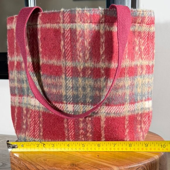 Red Plaid Mini Tote w/ Fuzzy Keychain Charm – NWOT - Picture 9 of 9